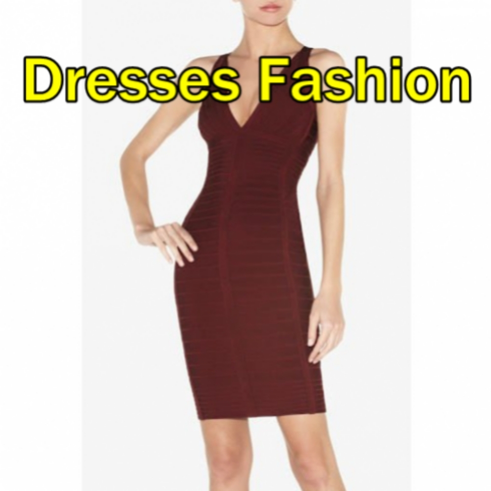 NWT Beet Burgundy HERVE LEGER Bodycon Jada Icon Dress Sculpted Bandage Halter S
